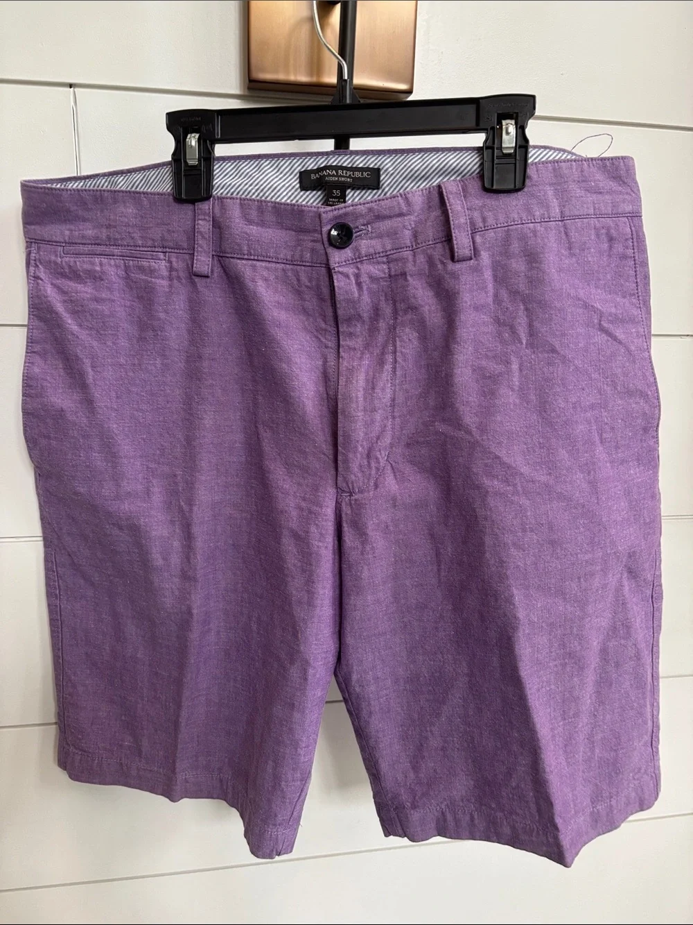 Banana Republic Men's Lavender Linen-Blend Flat Front Shorts